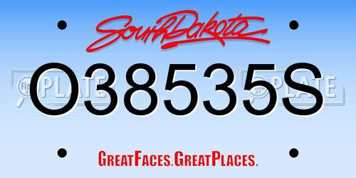 O38535S South Dakota License Plate