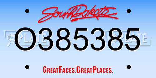O385385 South Dakota License Plate