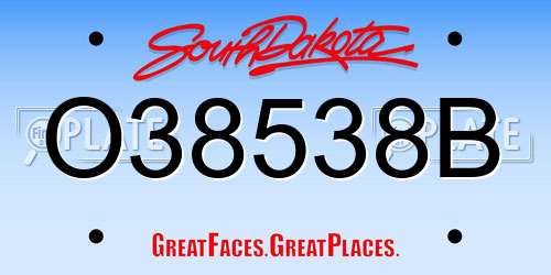 O38538B South Dakota License Plate
