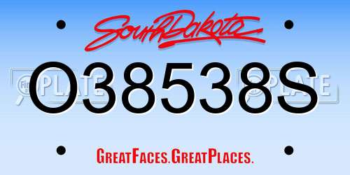 O38538S South Dakota License Plate