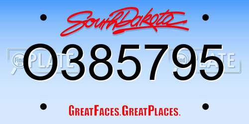 O385795 South Dakota License Plate