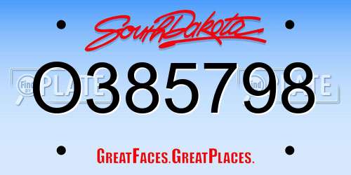 O385798 South Dakota License Plate