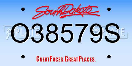 O38579S South Dakota License Plate