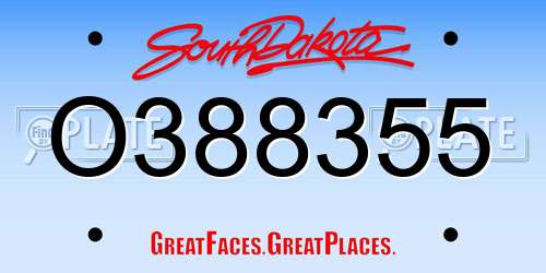 O388355 South Dakota License Plate