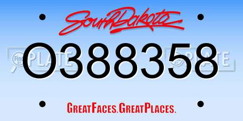 O388358 South Dakota License Plate