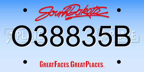 O38835B South Dakota License Plate