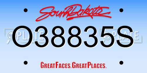 O38835S South Dakota License Plate