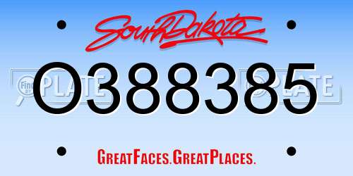O388385 South Dakota License Plate