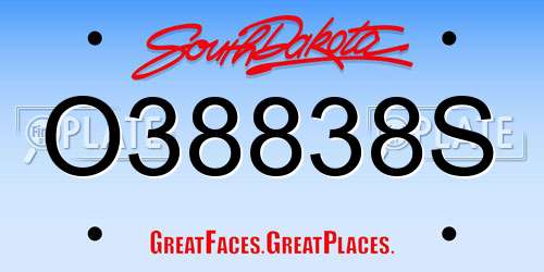 O38838S South Dakota License Plate