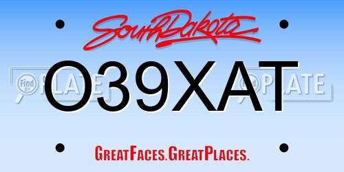 O39XAT South Dakota License Plate
