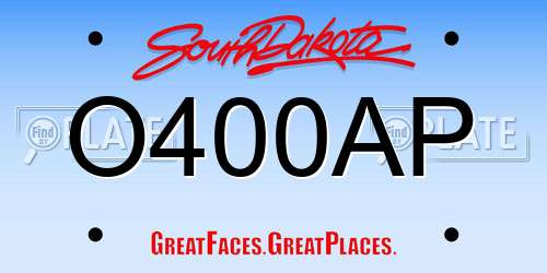 O400AP South Dakota License Plate