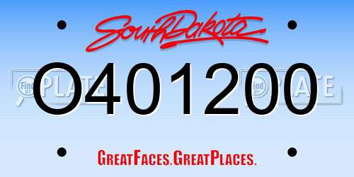 O401200 South Dakota License Plate