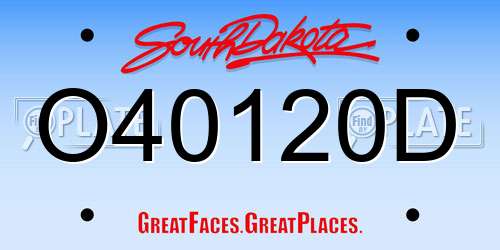 O40120D South Dakota License Plate