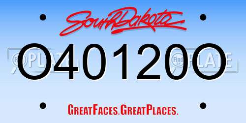 O40120O South Dakota License Plate
