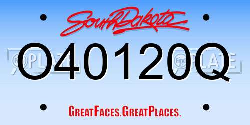 O40120Q South Dakota License Plate