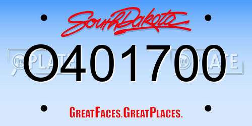 O401700 South Dakota License Plate
