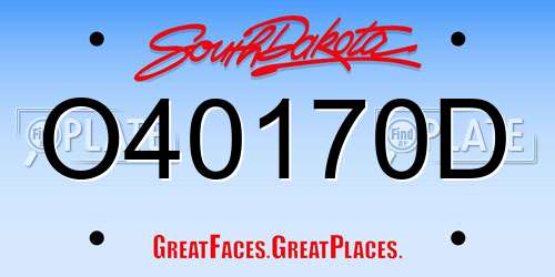 O40170D South Dakota License Plate