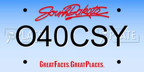 O40CSY South Dakota License Plate