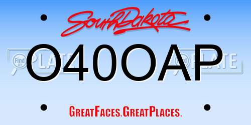 O40OAP South Dakota License Plate