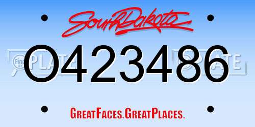 O423486 South Dakota License Plate