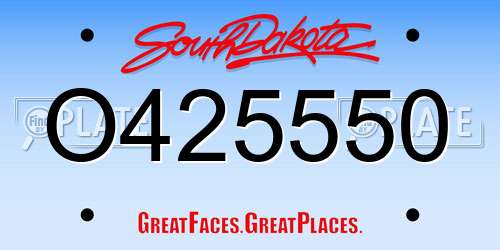 O425550 South Dakota License Plate