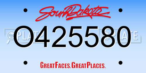 O425580 South Dakota License Plate