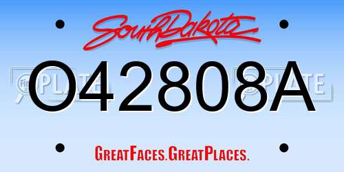 O42808A South Dakota License Plate