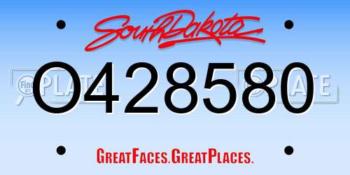 O428580 South Dakota License Plate