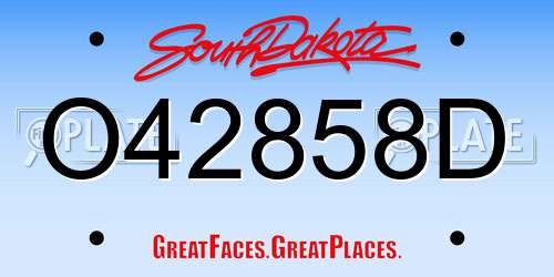O42858D South Dakota License Plate