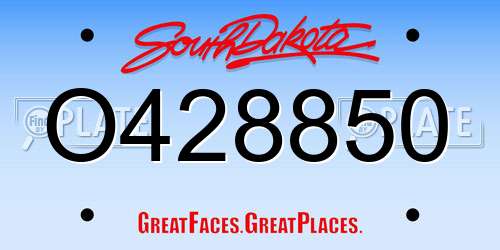 O428850 South Dakota License Plate