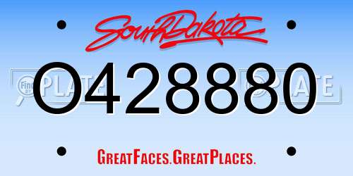 O428880 South Dakota License Plate