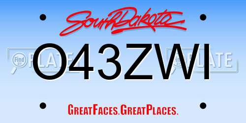 O43ZWI South Dakota License Plate