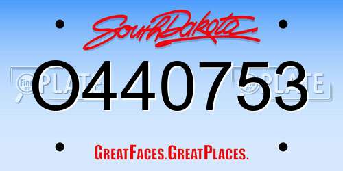 O440753 South Dakota License Plate