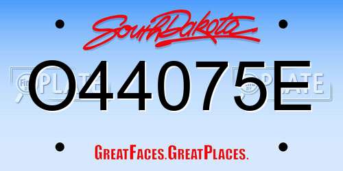 O44075E South Dakota License Plate