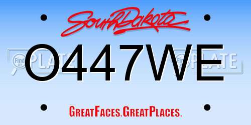 O447WE South Dakota License Plate