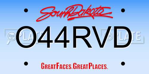 O44RVD South Dakota License Plate