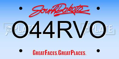 O44RVO South Dakota License Plate
