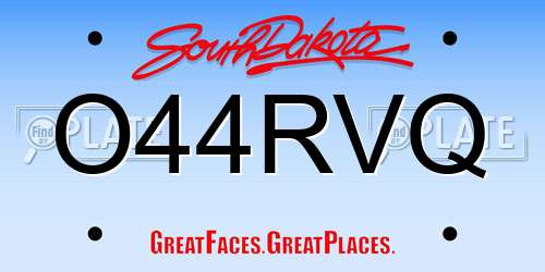O44RVQ South Dakota License Plate