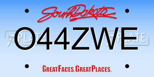 O44ZWE South Dakota License Plate