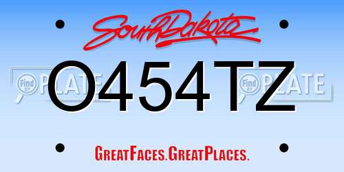 O454TZ South Dakota License Plate