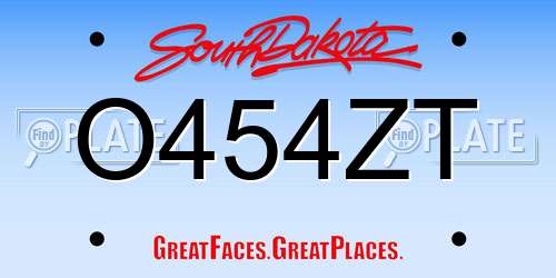 O454ZT South Dakota License Plate