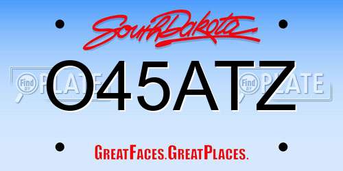 O45ATZ South Dakota License Plate