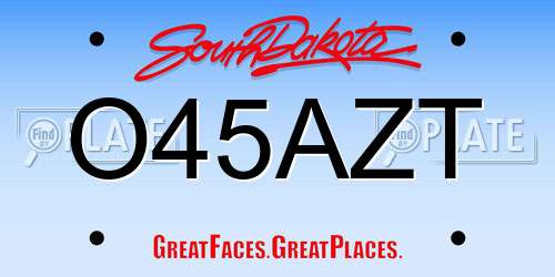 O45AZT South Dakota License Plate