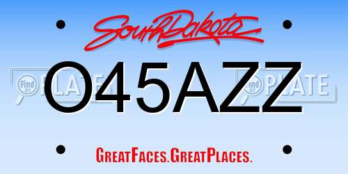 O45AZZ South Dakota License Plate