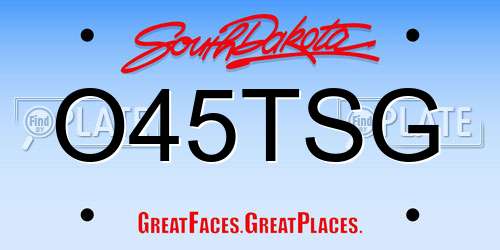 O45TSG South Dakota License Plate