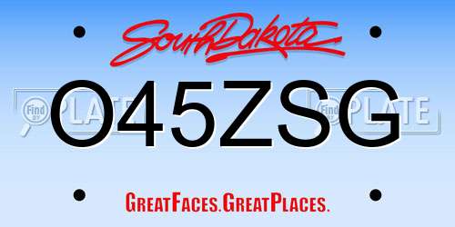 O45ZSG South Dakota License Plate