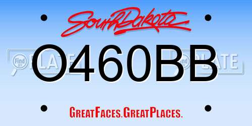 O460BB South Dakota License Plate