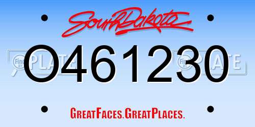 O461230 South Dakota License Plate