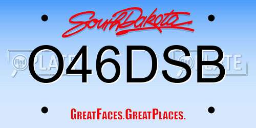 O46DSB South Dakota License Plate