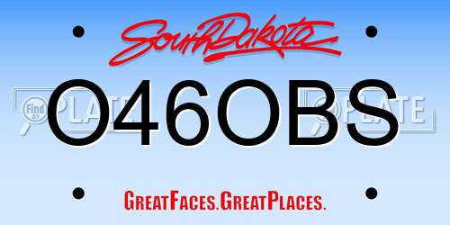 O46OBS South Dakota License Plate